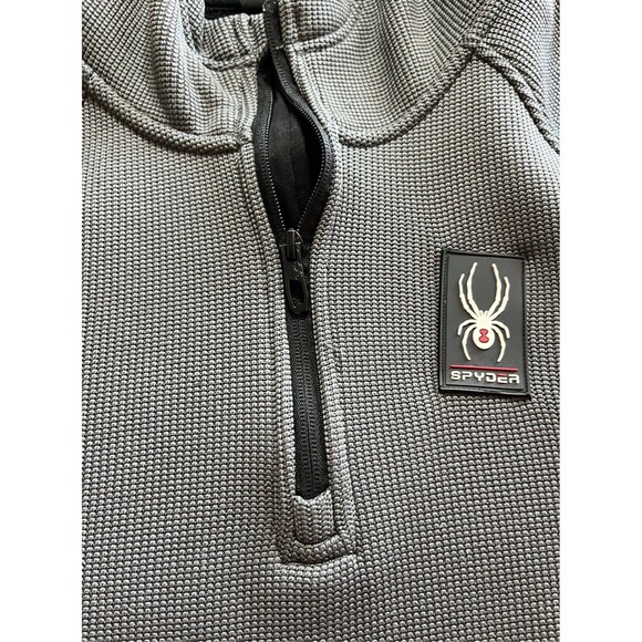 Spyder Speed Sweater Men's Medium Stretch Hooded Waffle Fleece Charcoal Gray - Picture 4 of 10